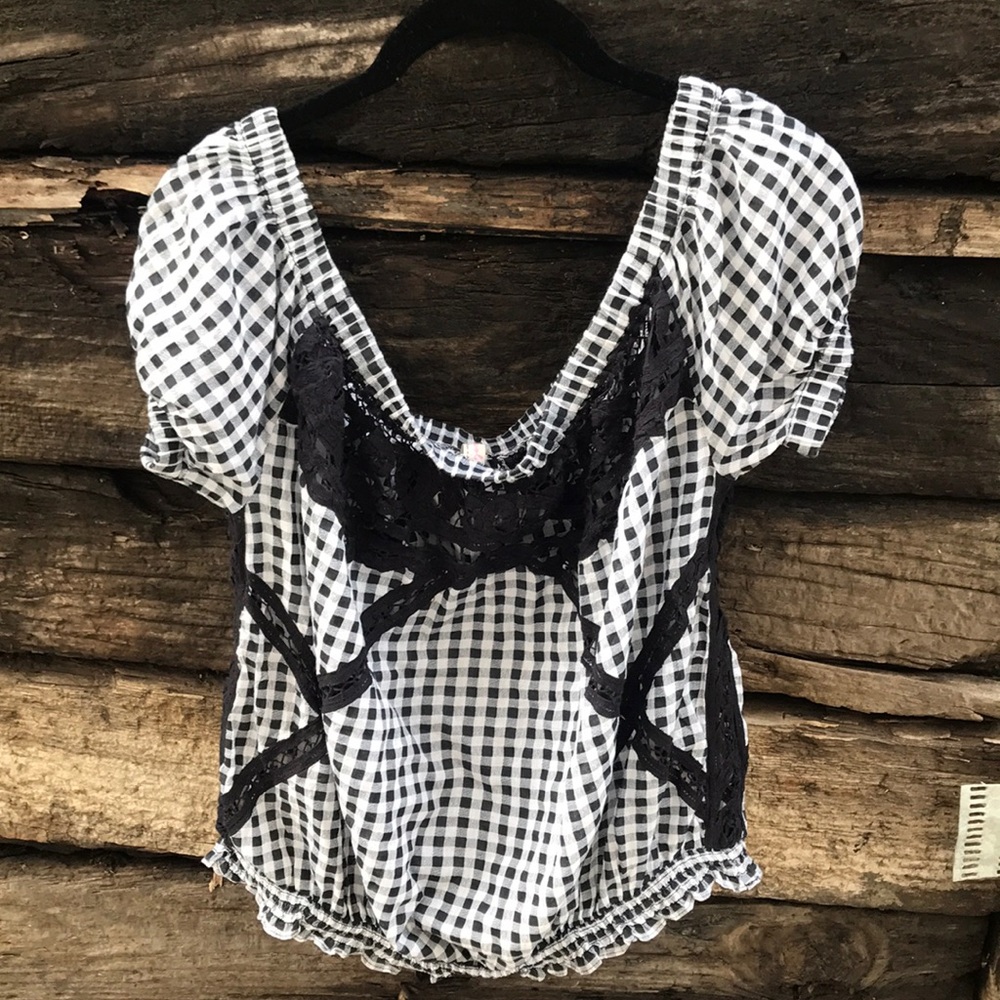 Off the shoulder gingham top